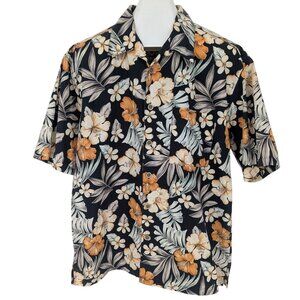 Vintage Ocean Pacific Hawaiian Shirt Men Size L Button Up Hibiscus Tropical Y2K